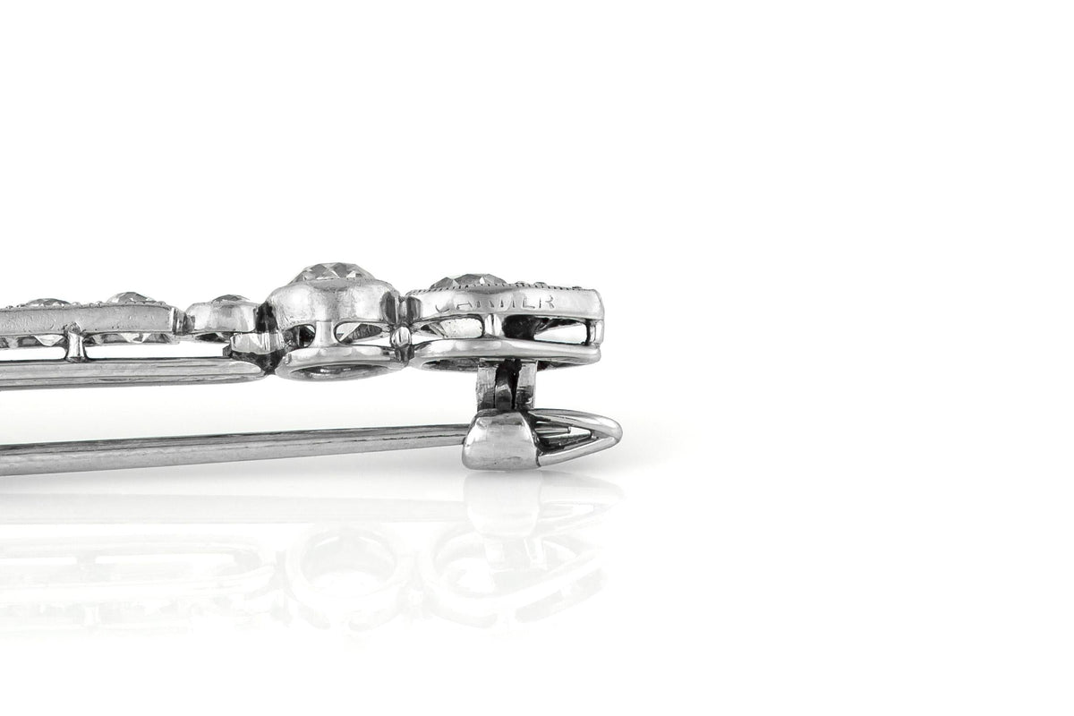 Antique Art Deco 1930s Cartier 2.20 Carat Diamond Bar Pin