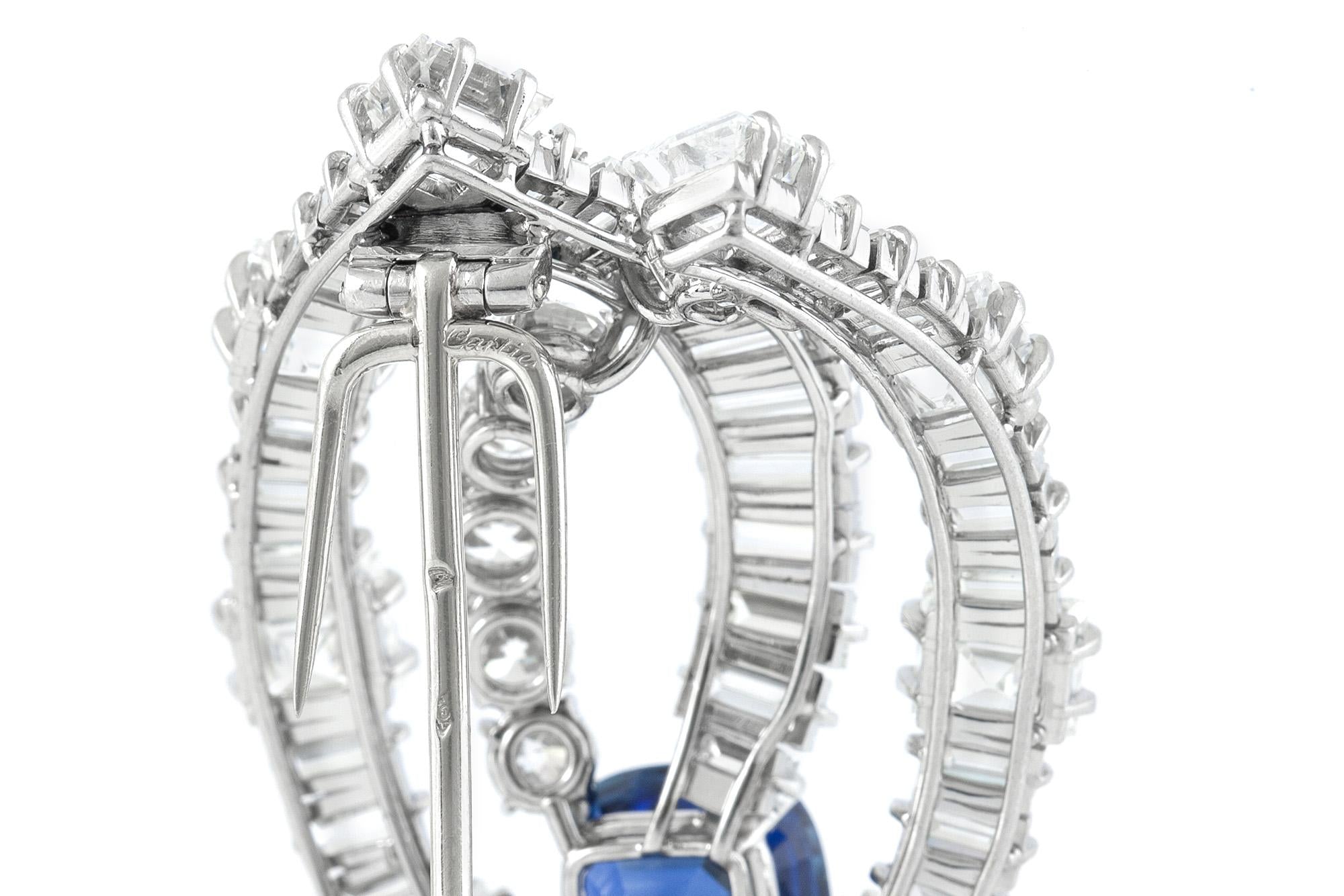 Antique Art Deco 1930s 7.64 Carat Burma Sapphire and 12.00 Carat Diamond Brooch