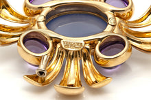 Vintage 1970s Verdura Chalcedony and Amethyst Brooch