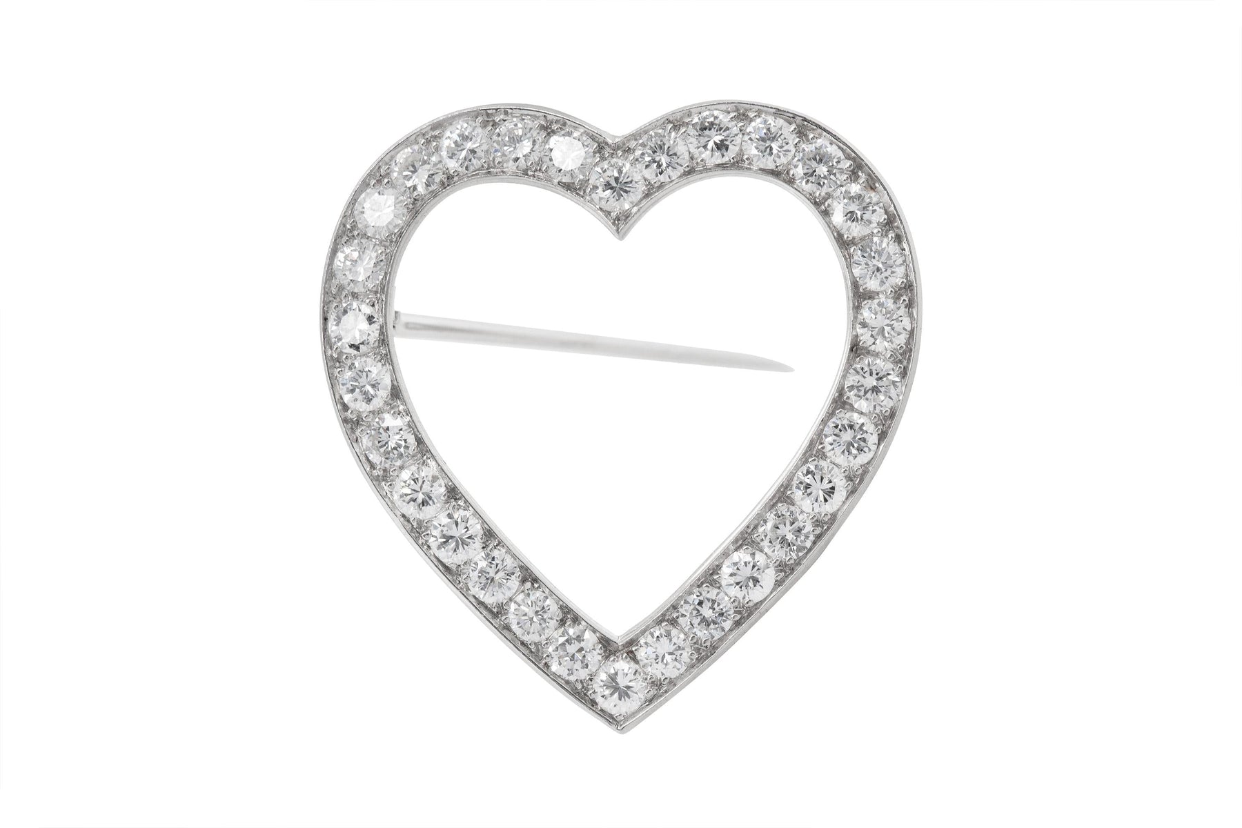 Vintage 1950s Tiffany & Co. 3.00 Carat Diamond Heart Brooch