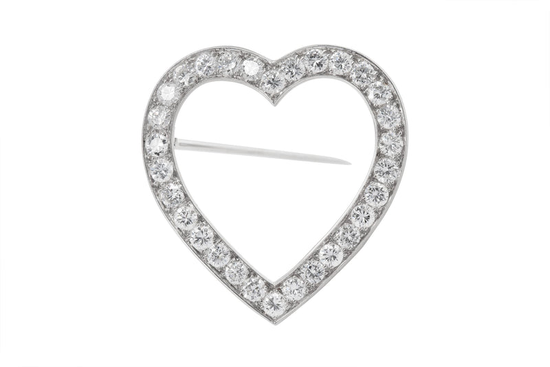 Vintage 1950s Tiffany & Co. 3.00 Carat Diamond Heart Brooch