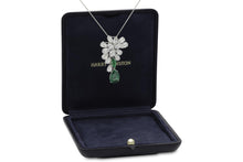 Vintage 1960s Harry Winston Diamond Cluster and Emerald Drop Brooch Pendant