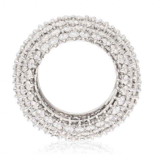 CARTIER Platinum Three Row Shared Prong Round Brilliant Diamond Eternity Band