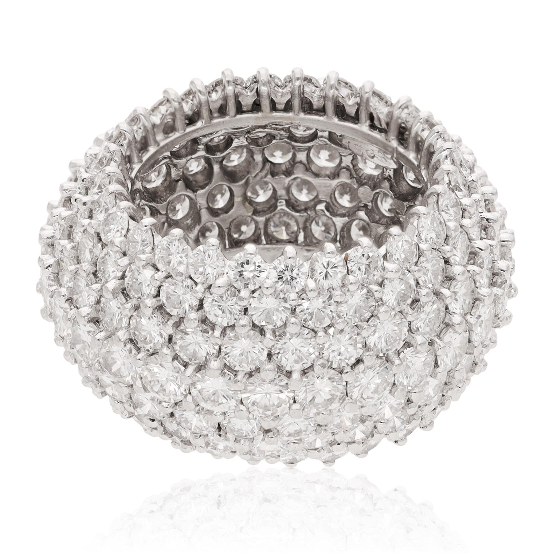 CARTIER Platinum Three Row Shared Prong Round Brilliant Diamond Eternity Band