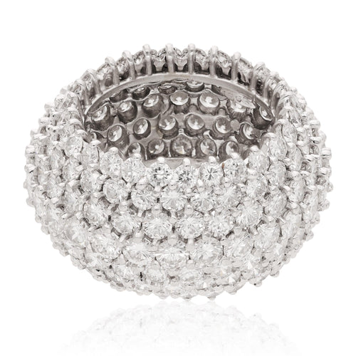 CARTIER Platinum Three Row Shared Prong Round Brilliant Diamond Eternity Band