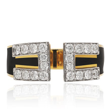 DAVID WEBB Gap Ring, Black Enamel