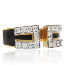 DAVID WEBB Gap Ring, Black Enamel