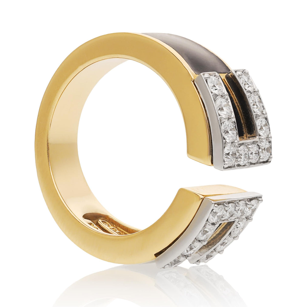 DAVID WEBB Gap Ring, Black Enamel