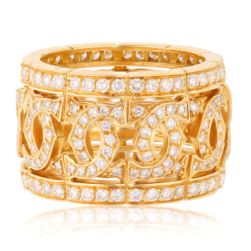 CARTIER 18K Yellow Gold Diamond Entrelacés C Band