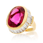 BULGARI 18K Yellow Gold Rubellite and Diamond Ring