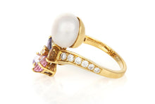 Bvlgari Contraire Pearl and Multi-Color Sapphire Flower Ring with Diamonds
