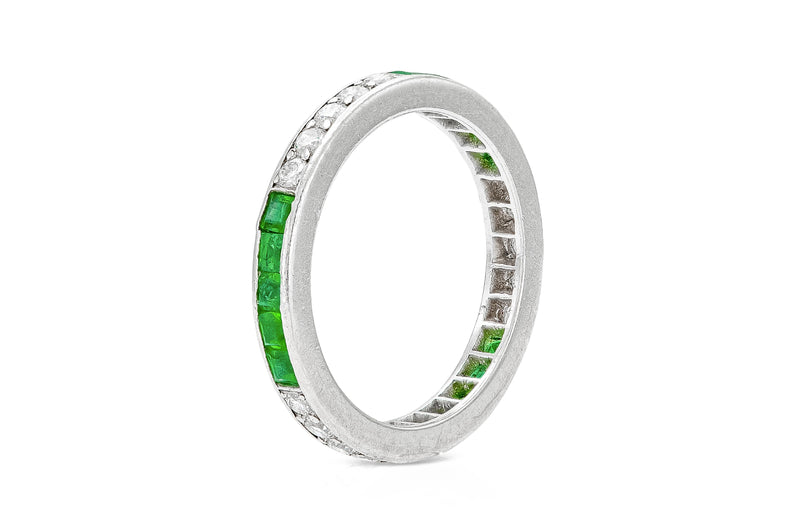 Vintage Tiffany & Co. Emerald and Diamond Wedding Band
