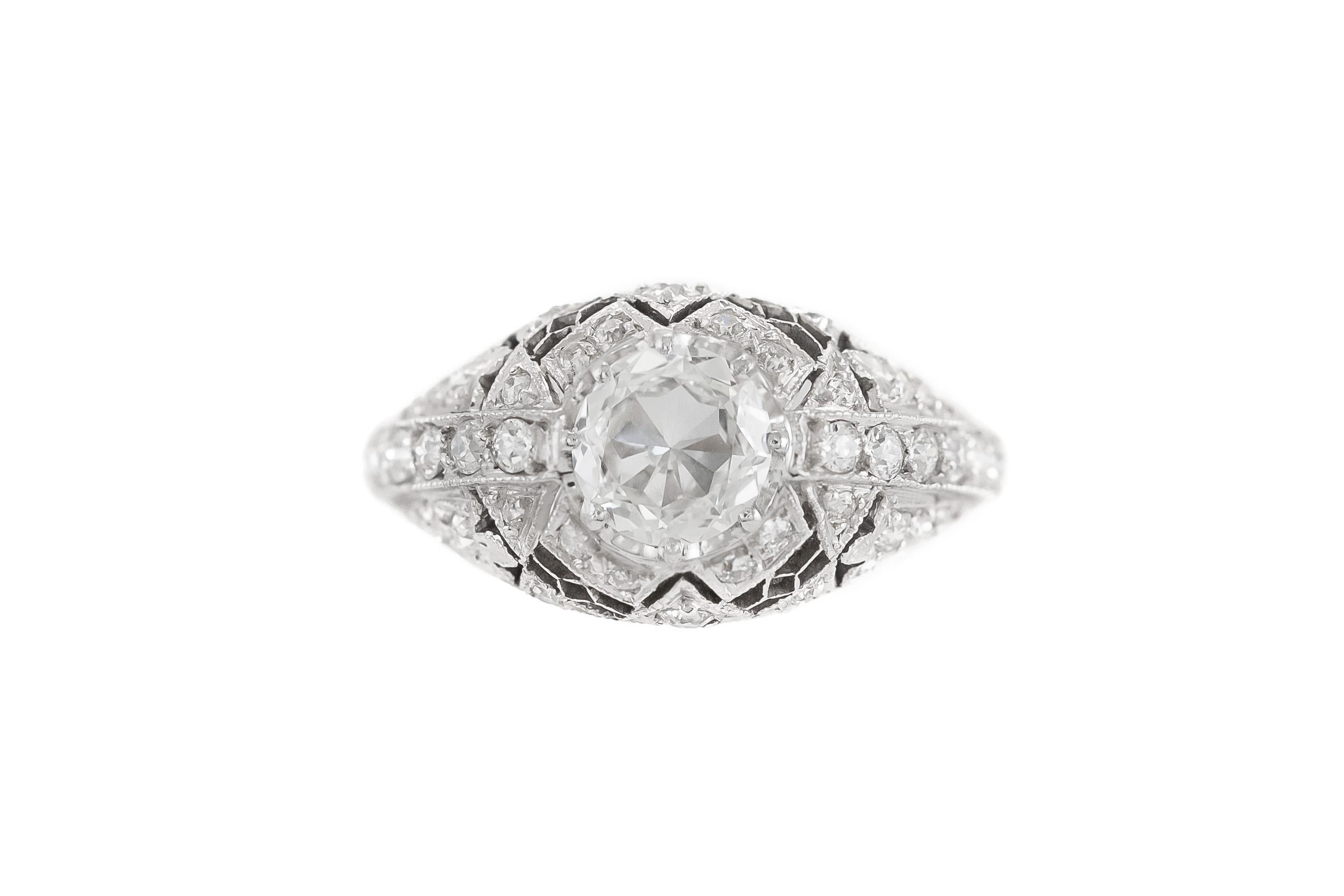 Antique Art Deco 1920s Tiffany & Co. 1.00 Carat Old European Cut Diamond Ring
