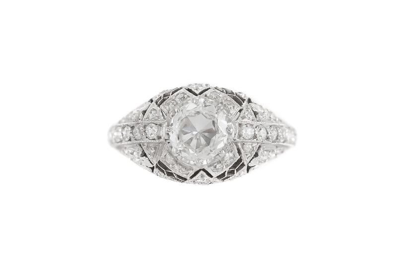 Antique Art Deco 1920s Tiffany & Co. 1.00 Carat Old European Cut Diamond Ring