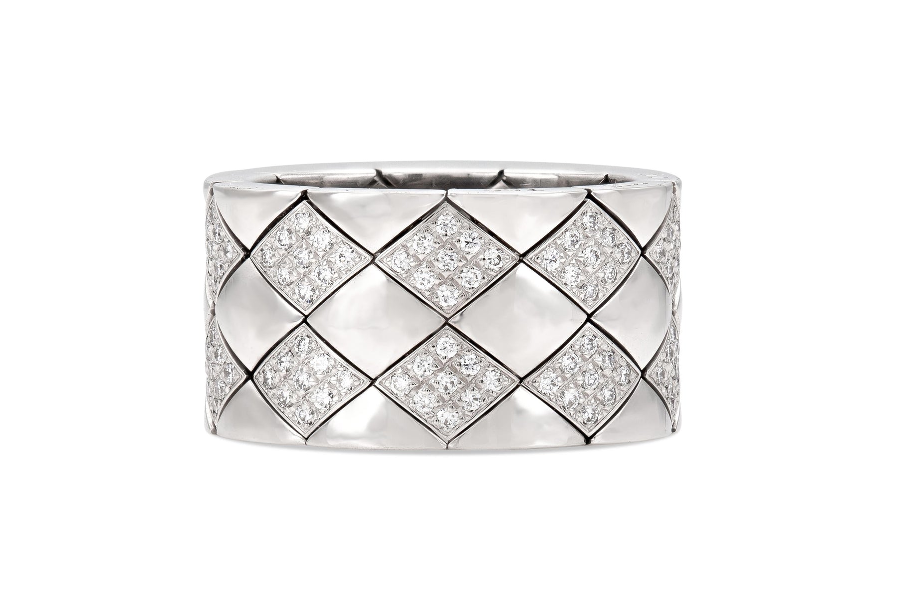 Chanel Matelasse Quilted Semi-Flexible Ring with Diamonds