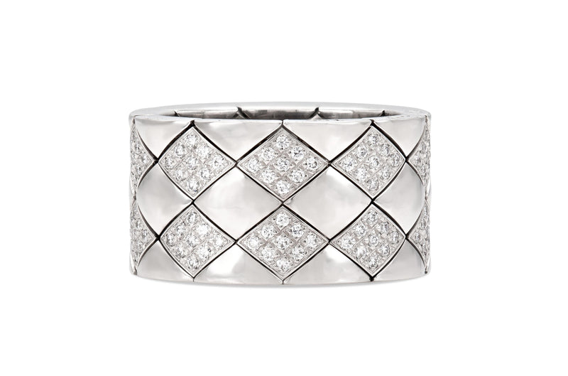 Chanel Matelasse Quilted Semi-Flexible Ring with Diamonds