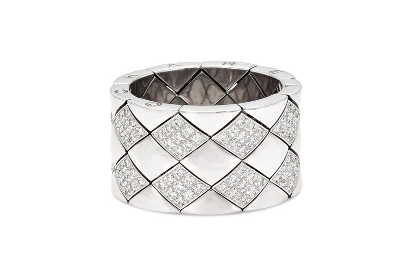 Chanel Matelasse Quilted Semi-Flexible Ring with Diamonds