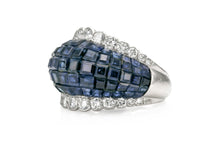 Vintage 1960s Van Cleef & Arpels Invisible Set Sapphire Domed Ring with Diamonds