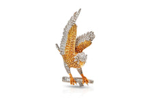 Vintage 1980s E. Wolfe & Co. Yellow and White Diamond Eagle Brooch