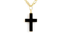 Faraone Mennella Wood & Gold Cross Pendant Link Necklace