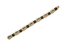 Vintage 1980s Fred Paris Enamel, Emerald & Diamond Bracelet