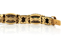 Vintage 1980s Fred Paris Enamel, Emerald & Diamond Bracelet