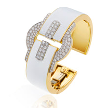 DAVID WEBB Buckle Cuff, White Enamel
