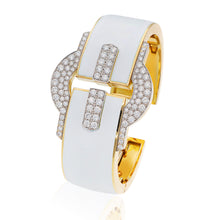DAVID WEBB Buckle Cuff, White Enamel