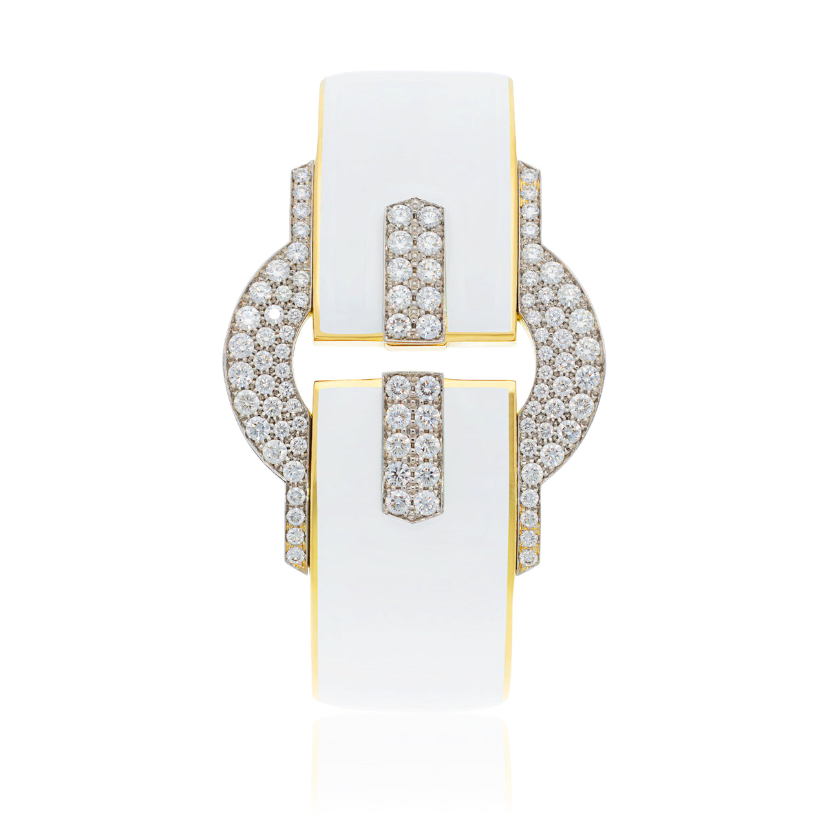 DAVID WEBB Buckle Cuff, White Enamel