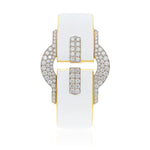 DAVID WEBB Buckle Cuff, White Enamel