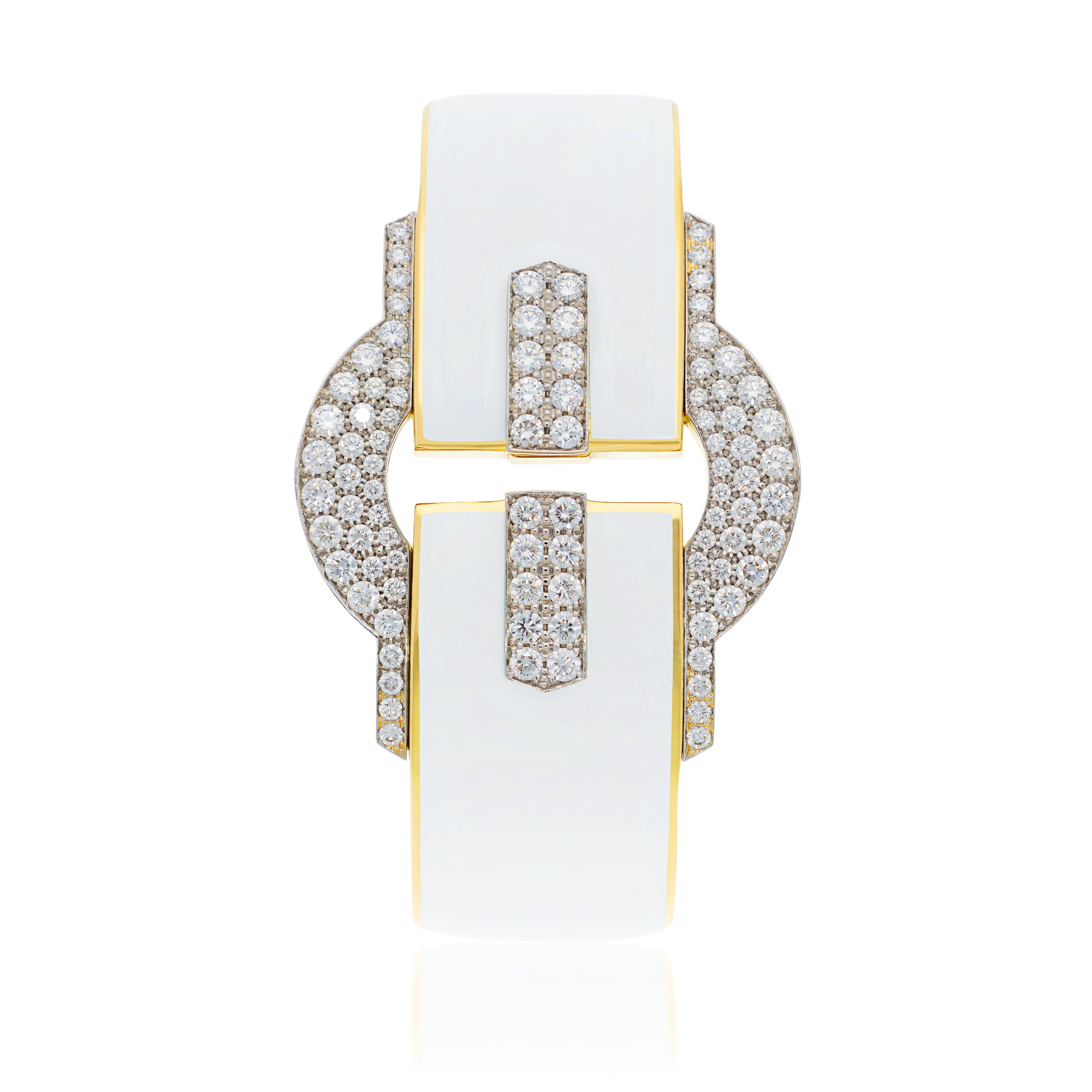 DAVID WEBB Buckle Cuff, White Enamel