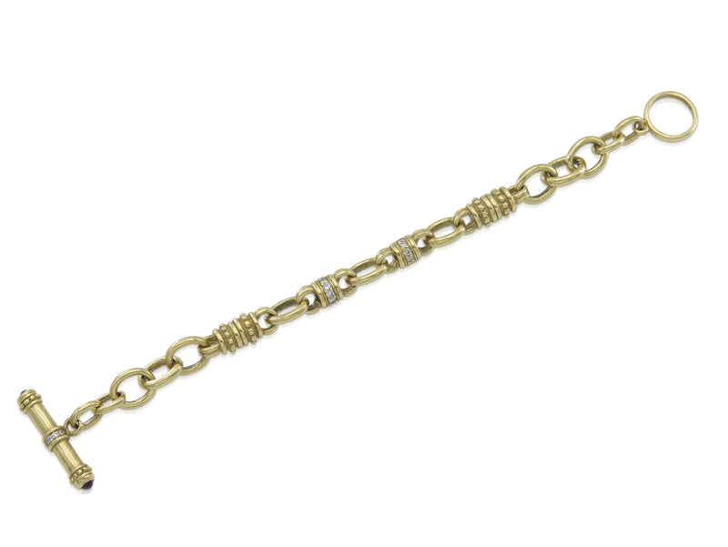 Vintage 1990s Judith Ripka Toggle Bracelet with Diamonds and Rubies