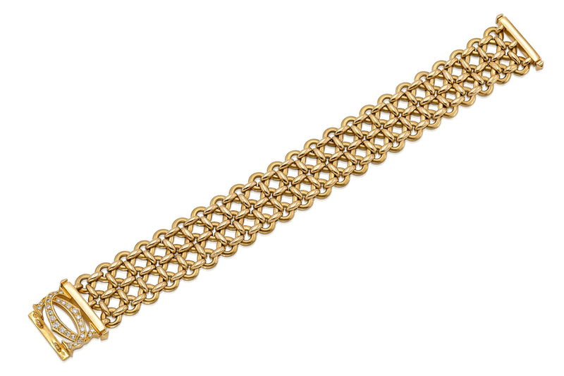 Vintage 1990s Cartier Double C Penelope 3 Row Bracelet with Diamonds
