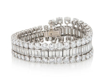 Vintage 1950s Boucheron 57.00 Carat Round and Baguette Diamonds Bracelet