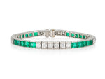 Antique Art Deco 1920s Tiffany & Co. Emerald & Diamond Line Bracelet