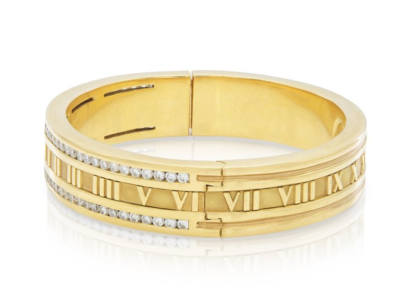 Vinatge 1990s Tiffany & Co. Atlas Roman Numeric Bracelet with Diamonds