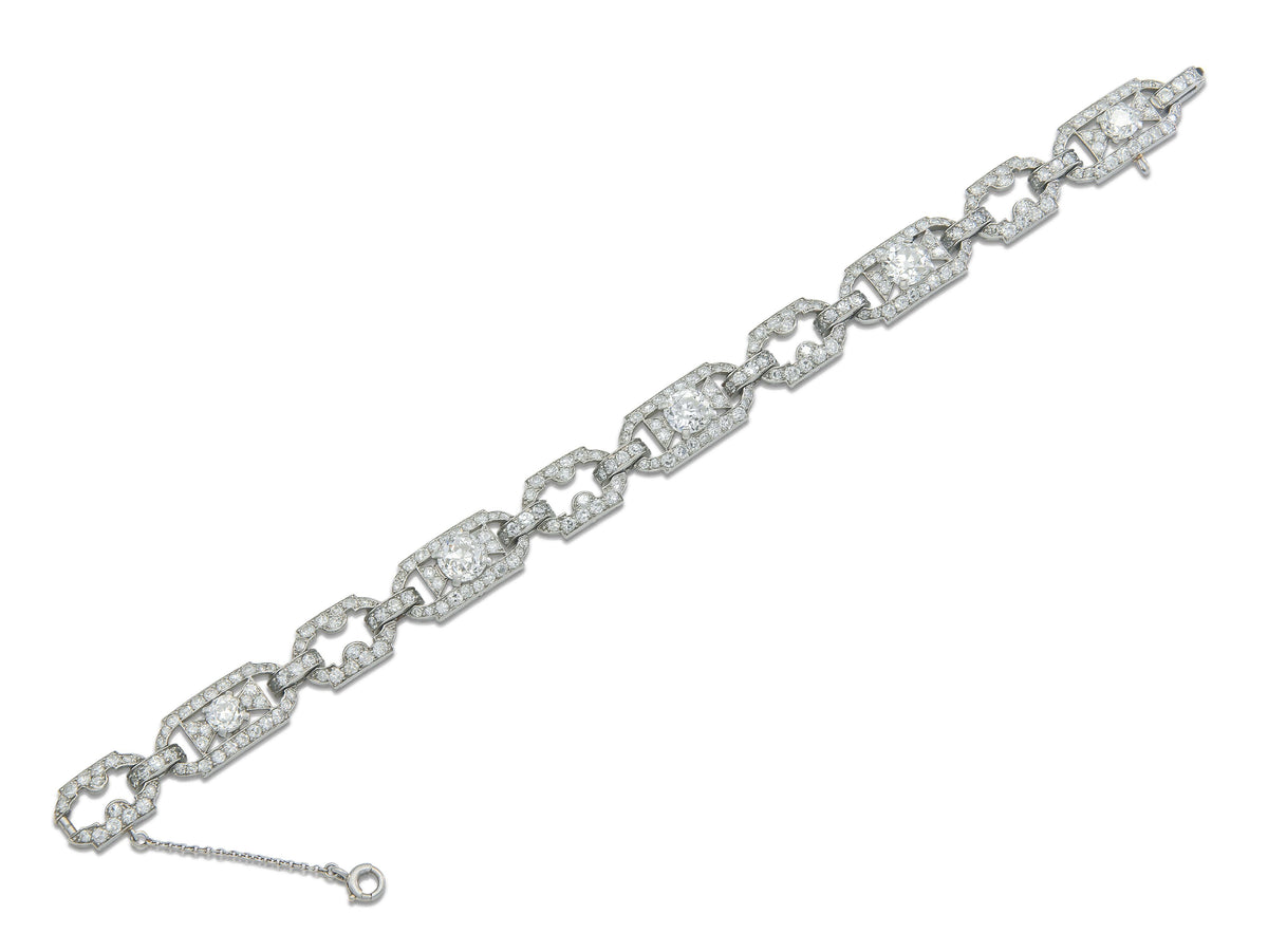 Antique Art Deco 1920s Cartier 12.30 Carat Diamond Openwork Link Bracelet