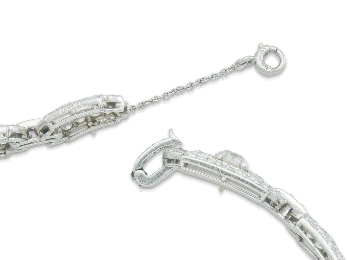 Antique Art Deco 1920s Cartier 12.30 Carat Diamond Openwork Link Bracelet