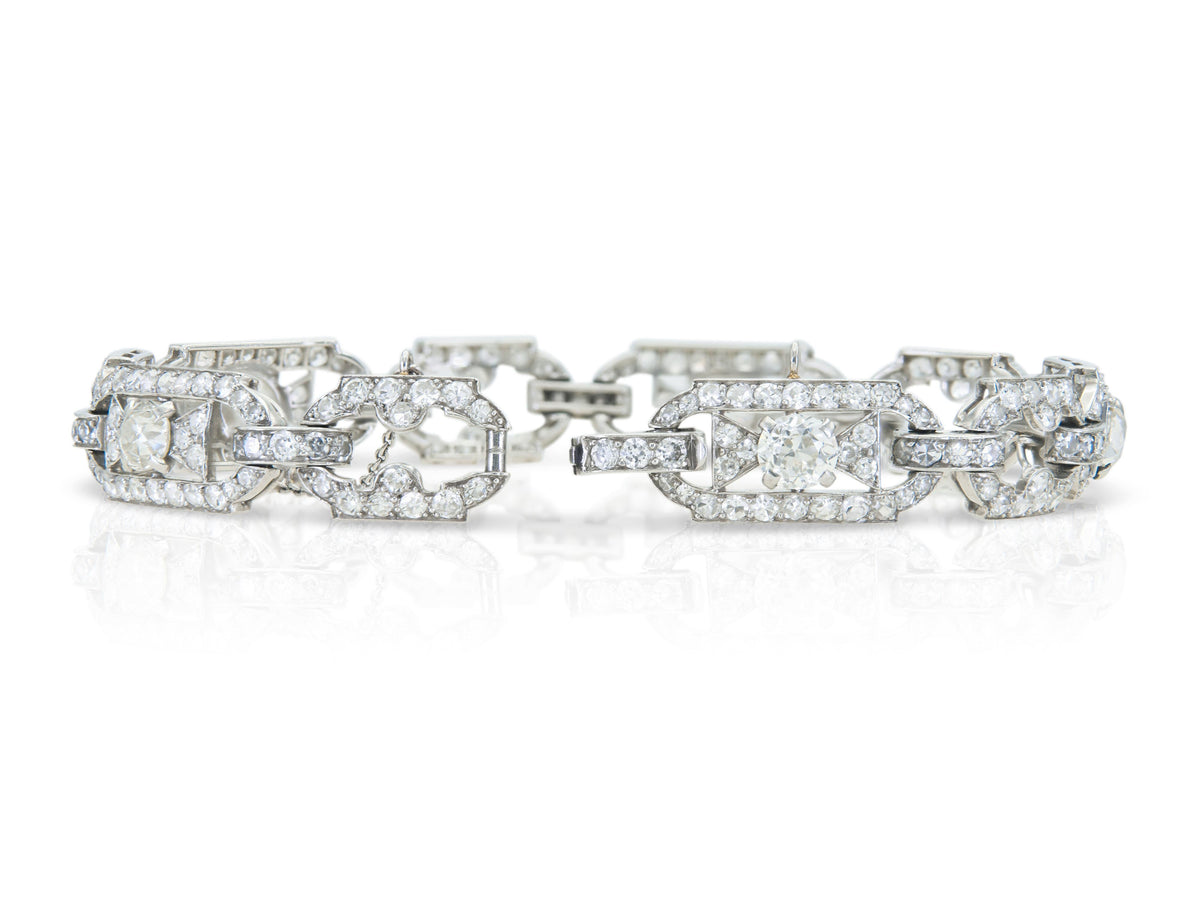 Antique Art Deco 1920s Cartier 12.30 Carat Diamond Openwork Link Bracelet