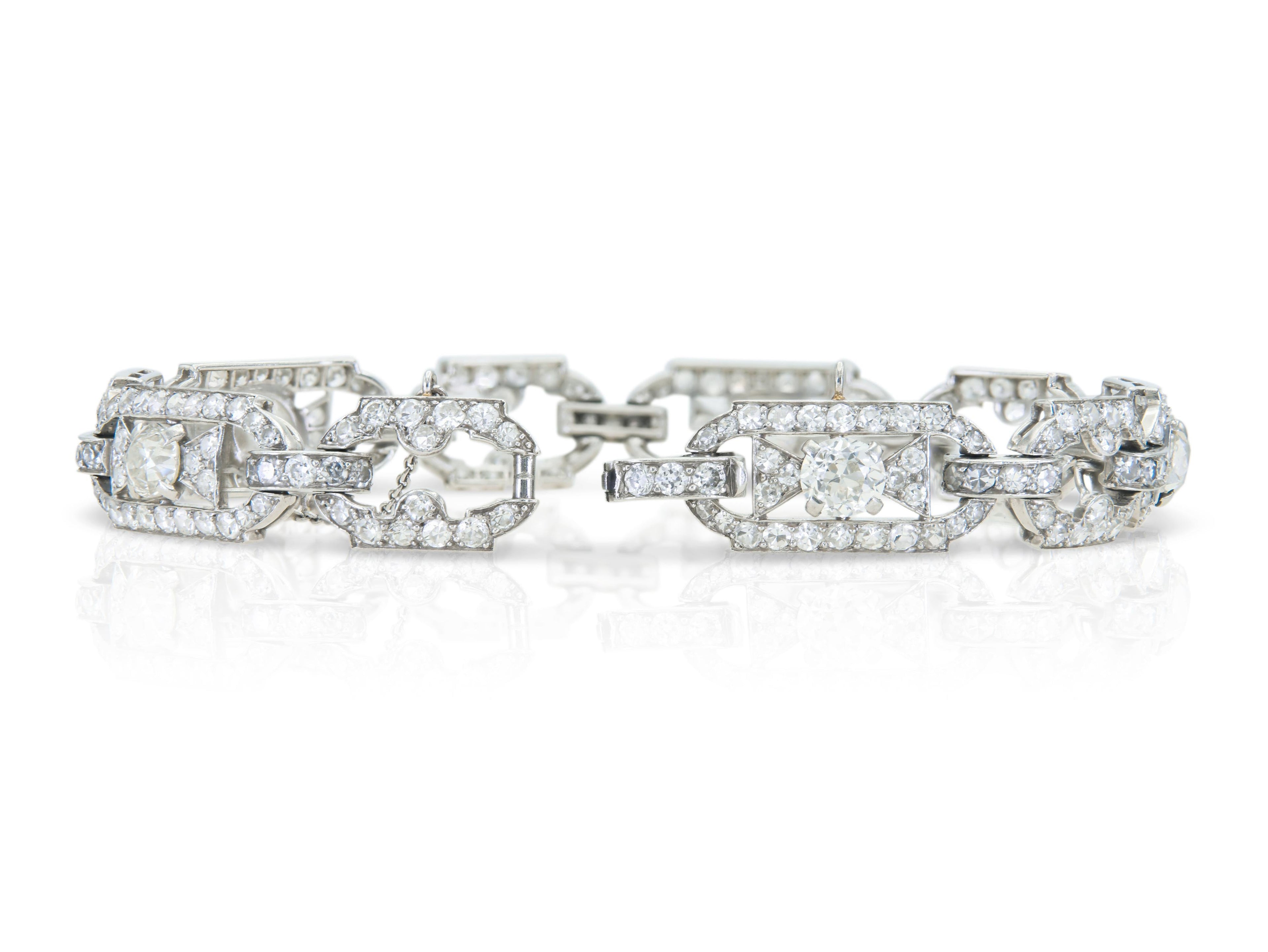 Antique Art Deco 1920s Cartier 12.30 Carat Diamond Openwork Link Bracelet
