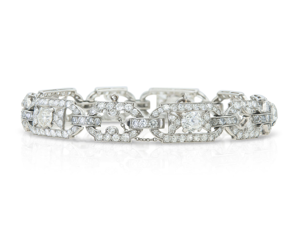 Antique Art Deco 1920s Cartier 12.30 Carat Diamond Openwork Link Bracelet