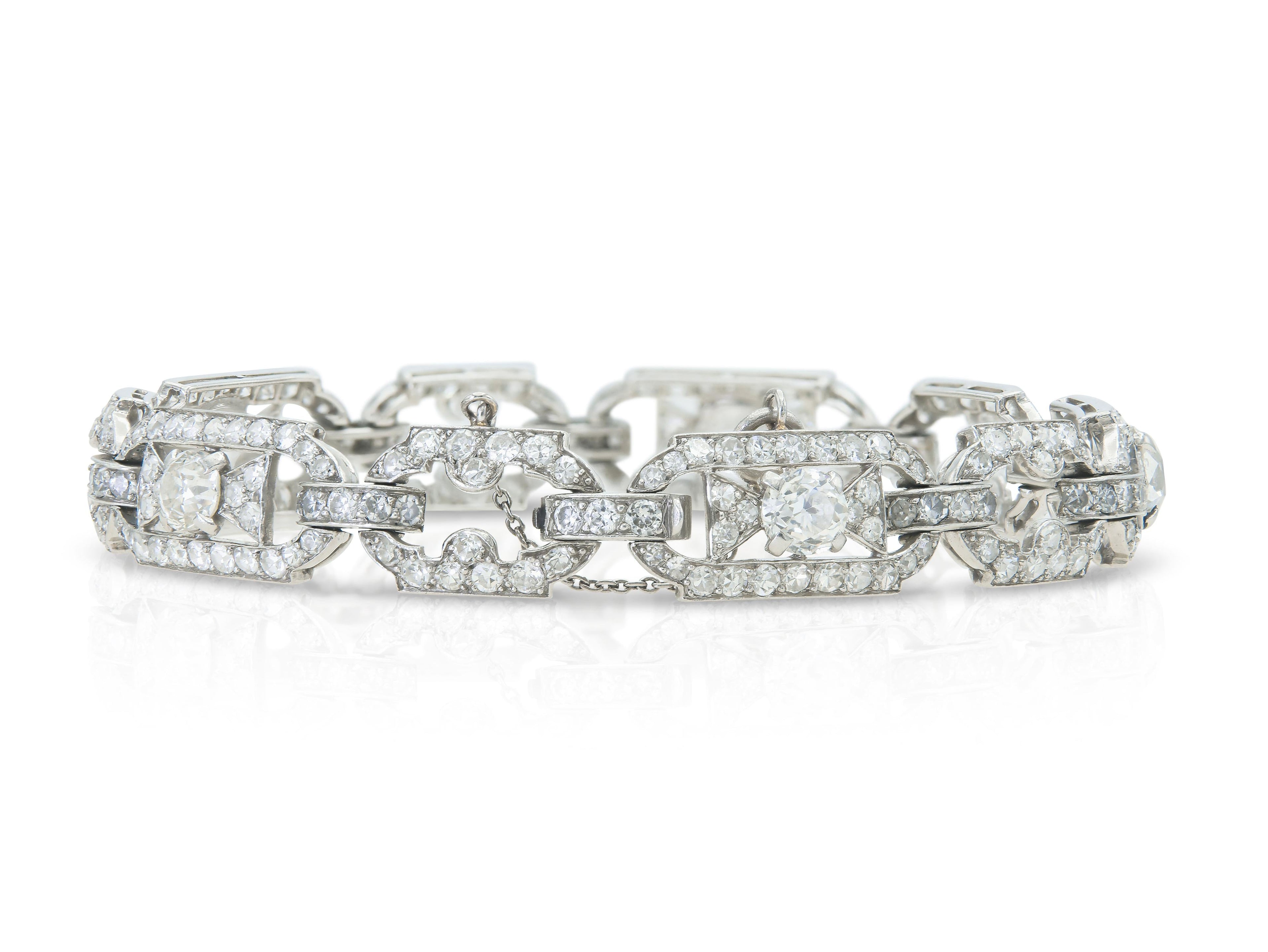 Antique Art Deco 1920s Cartier 12.30 Carat Diamond Openwork Link Bracelet