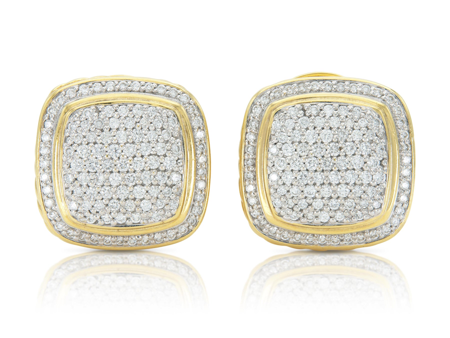 Vintage 1990s David Yurman 4.00 Carat Diamond Pave Square Earrings