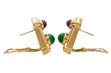 Vintage 1970s David Webb Cabochon Ruby and Emerald Earrings with Diamonds