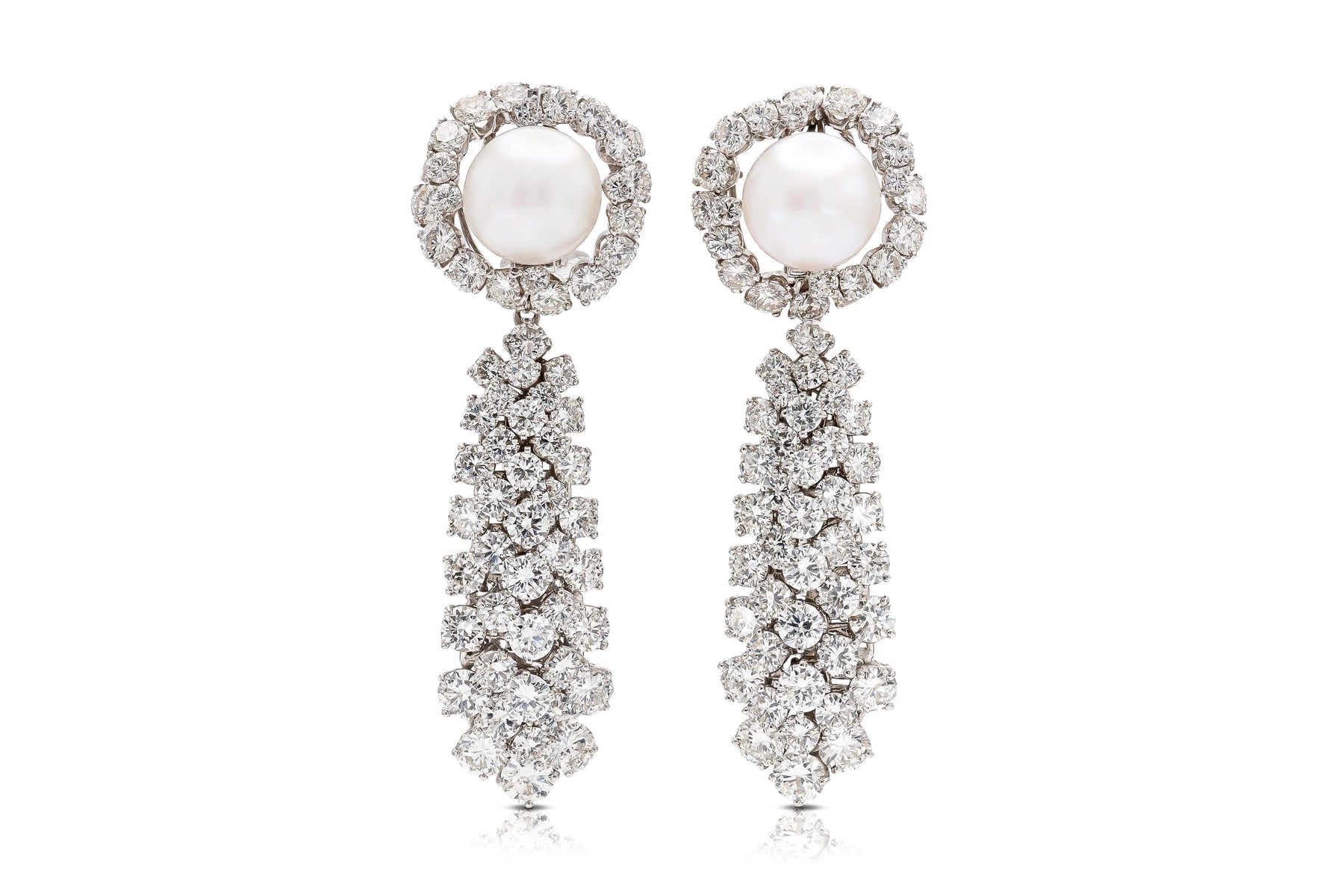 Vintage 1960s David Webb Pearl and Detachable Bombe Diamonds Dangle Earrings