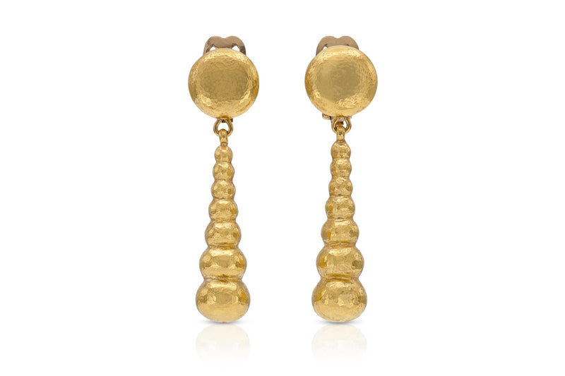 Vintage 1970s Lalaounis Hammered Bubbles Dangle Earrings