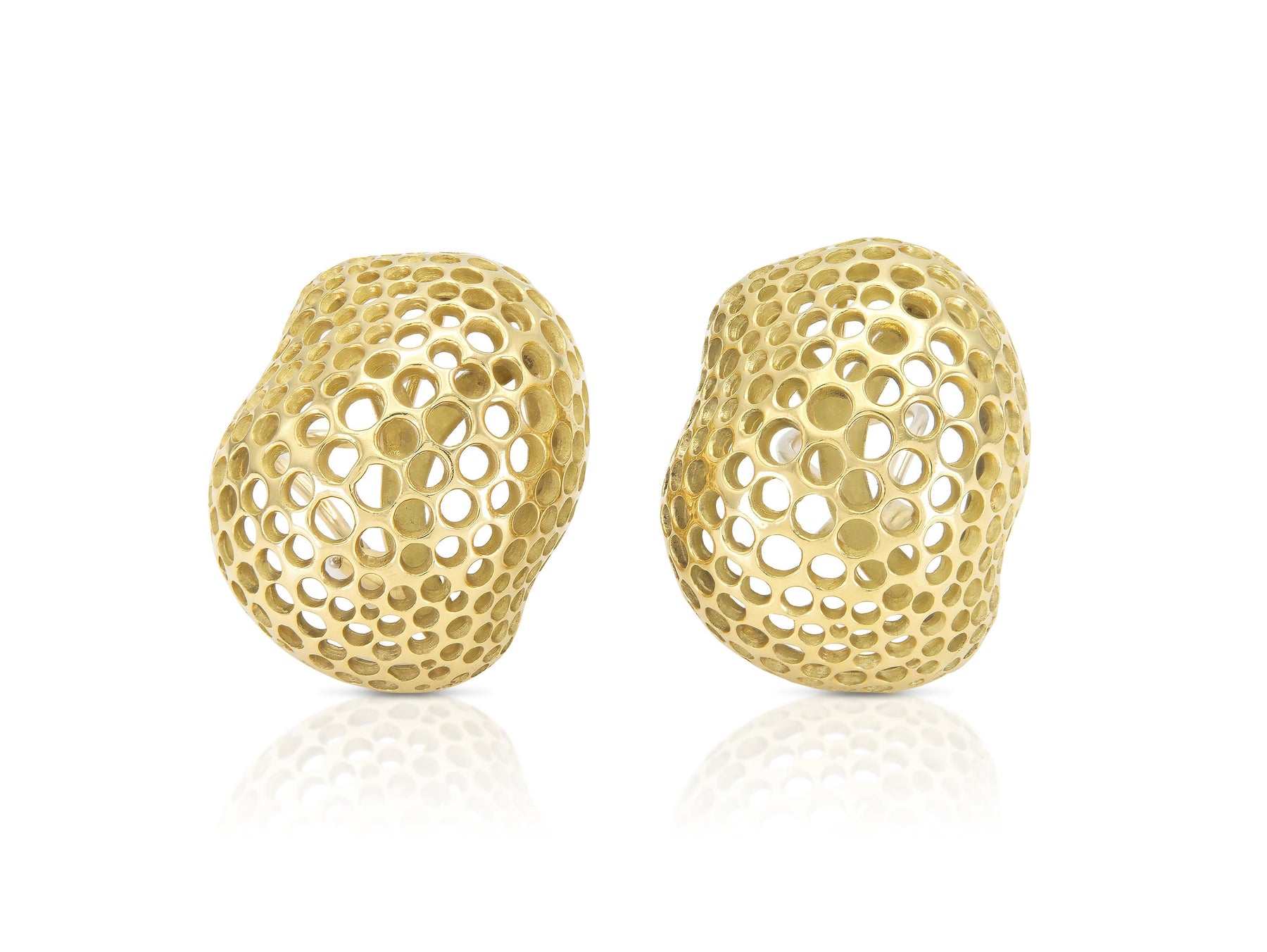 Vintage 1980s Angela Cummings Gold Studios Perforations Free Form Earrings