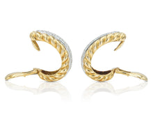 Vintage 1970s David Webb 5.00 Carat Diamond and Gold Rope Hoop Earrings