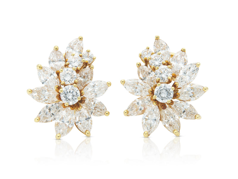 Vintage 1960s Cartier 8.70 Carat Diamond Cluster Earrings