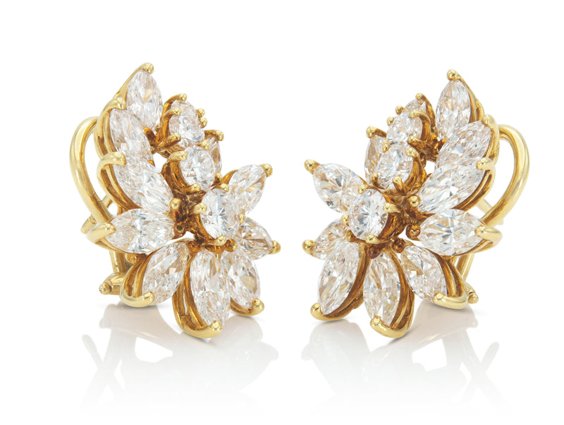 Vintage 1960s Cartier 8.70 Carat Diamond Cluster Earrings